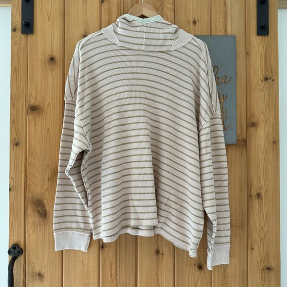 We The Free Radical Thermal Striped Cotton Hoodie Size Large - Picture 3 of 11